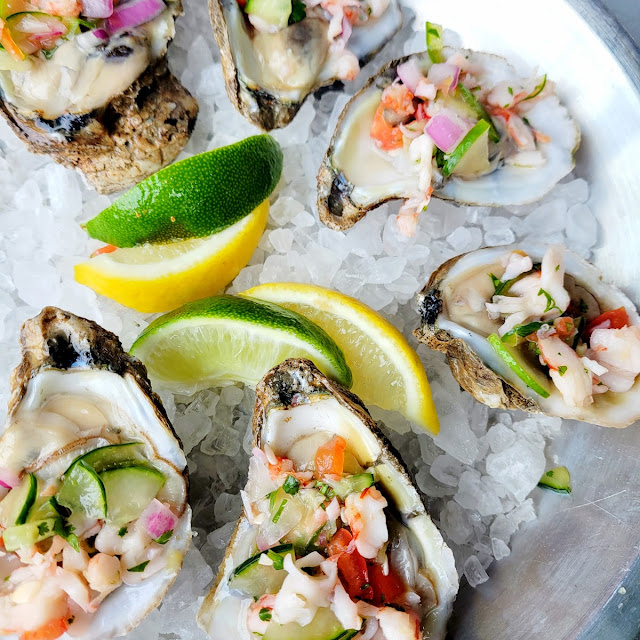 James River Oysters Topped with Citrus-Y Shrimp Ceviche