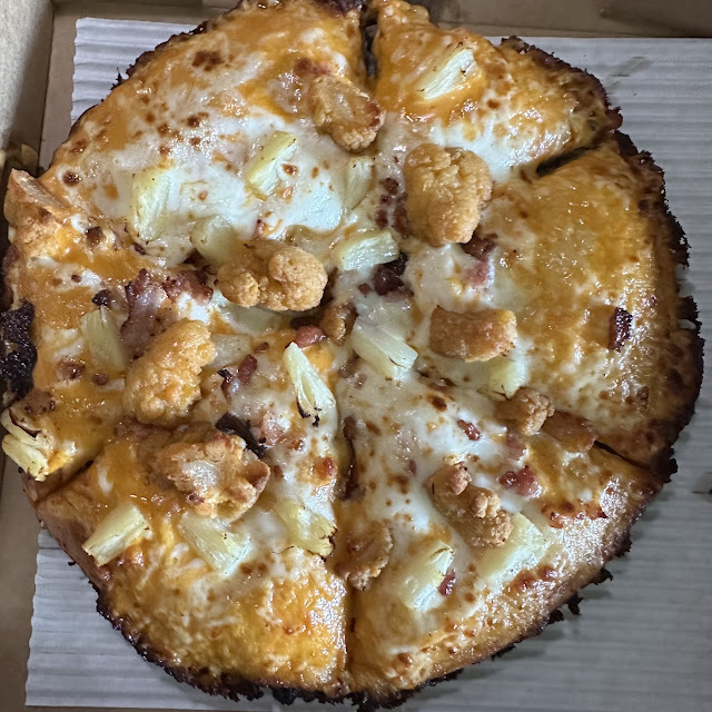Buffalo Chicken Pizza with Added Pineapple