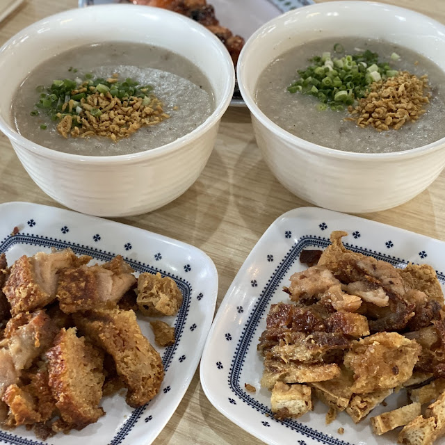 Lugaw with Tokwa and Lechon Kawali