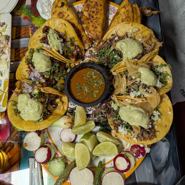 Steak Taco Pollo Taco and Chorizo Taco