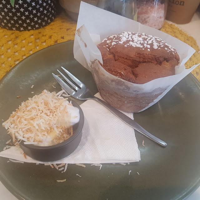 White Chocolate and Berry Muffin with Coconut Yogurt