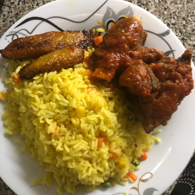 Gizzard & Plantain with Rice