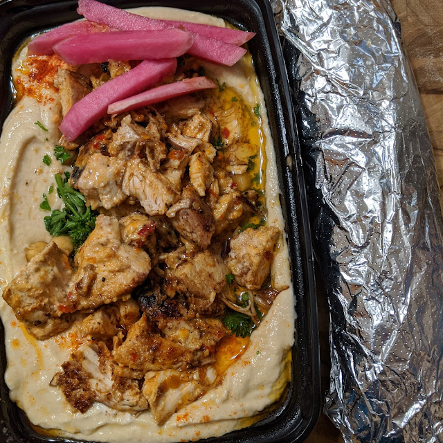 Chicken Shawarma over Hummus