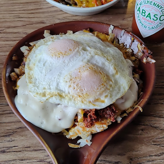 Supreme Skillet w Chorizo Overeasy Eggs and a Bit of Gravel