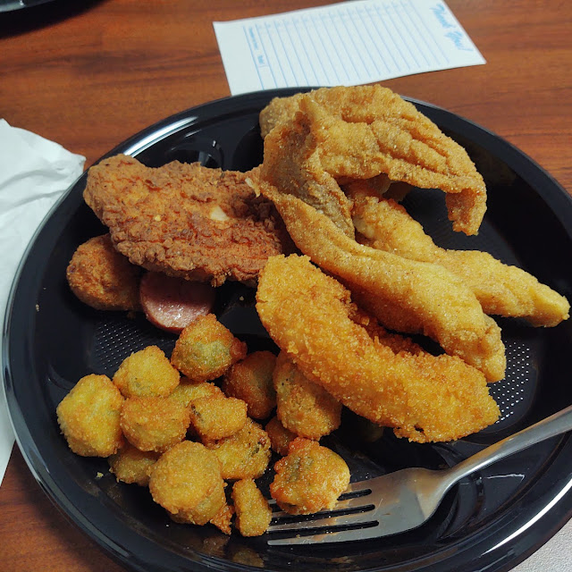 Catfish Fried Okra and a Pork Chop