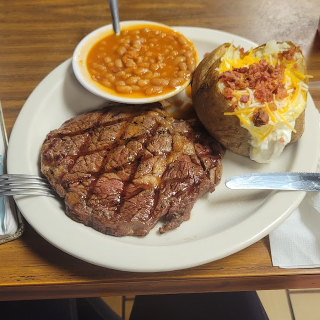 Ribeye Steak with Loaded Baked Potato