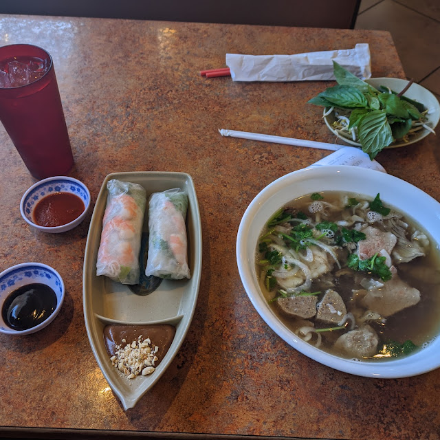 Every Cut of Beef They Have in One Bowl of Pho with Pork and Shrimp Spring Rolls