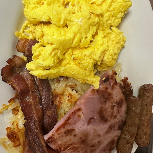 Hash Eggs Hash Browns Pancakes and Toast