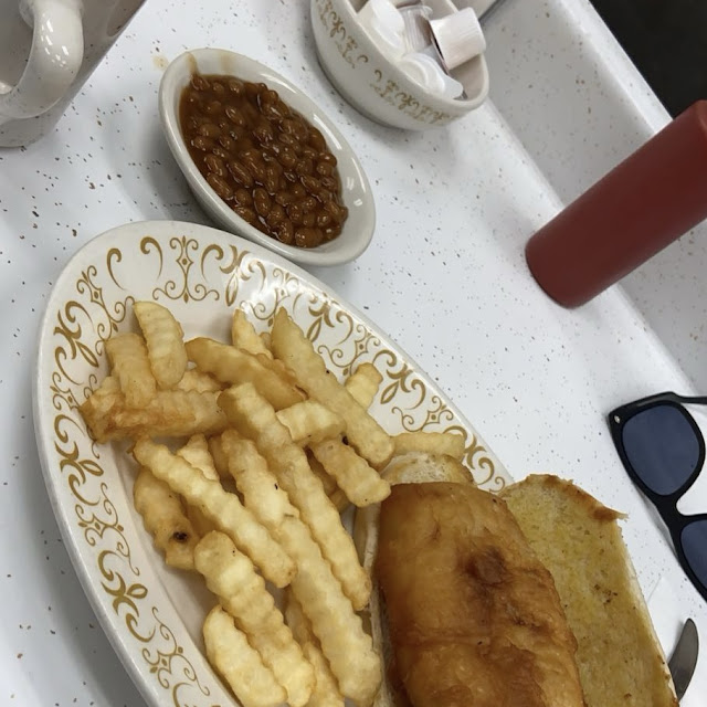 Cod Sandwich with a Side of Baked Beans