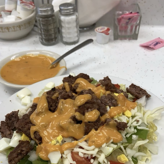 Hamburger Salad with Thousand Island Dressing