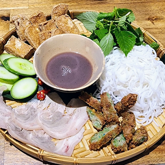 Bun Dau Mam Tom - Northern Pork Tofu Platter with Fermented Shrimp Sauce