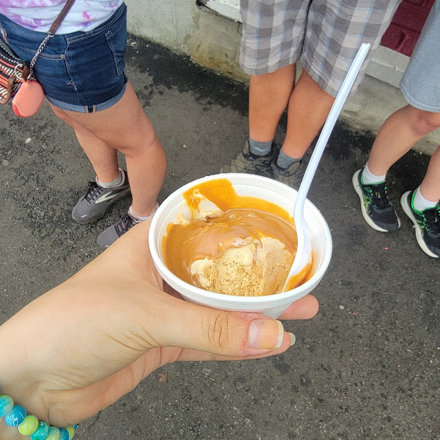 Salted Chocolate Caramel Ice Cream with Peanut Butter Topping