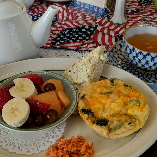 Broccoli Cheddar Quiche and Jasmine Green Tea