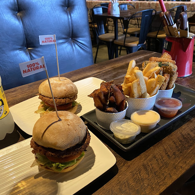 Veggie Burger and Fries with Cheese