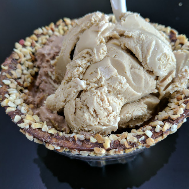 Peanut Butter Icecream in a Chocolate Dipped Waffle Bowl