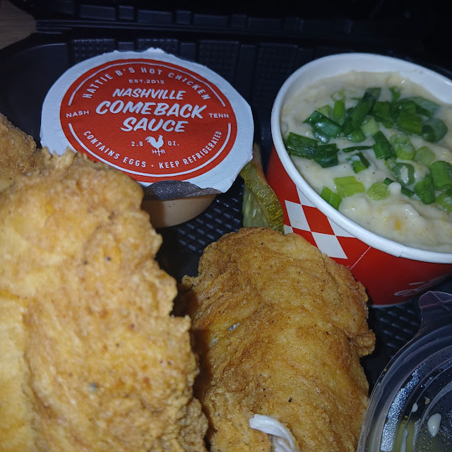 Chicken Tenders and Bacon Grits