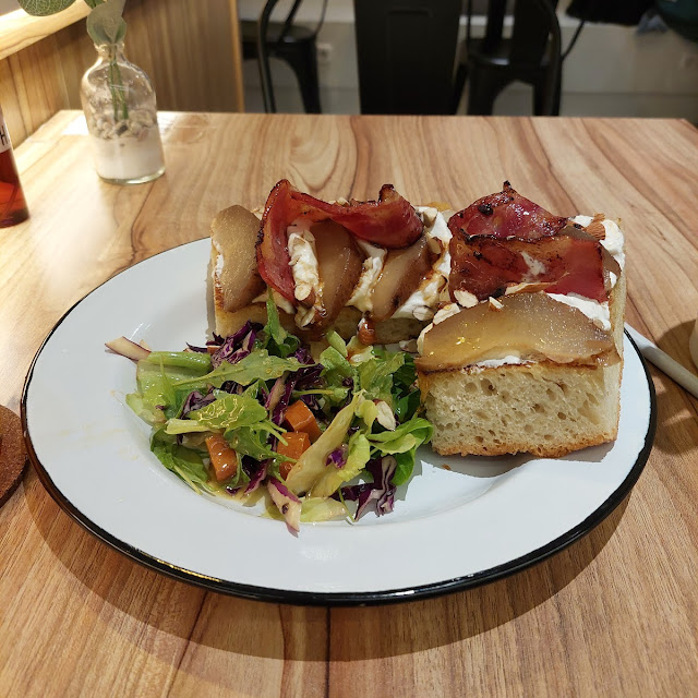 Poached Pear and Bacon