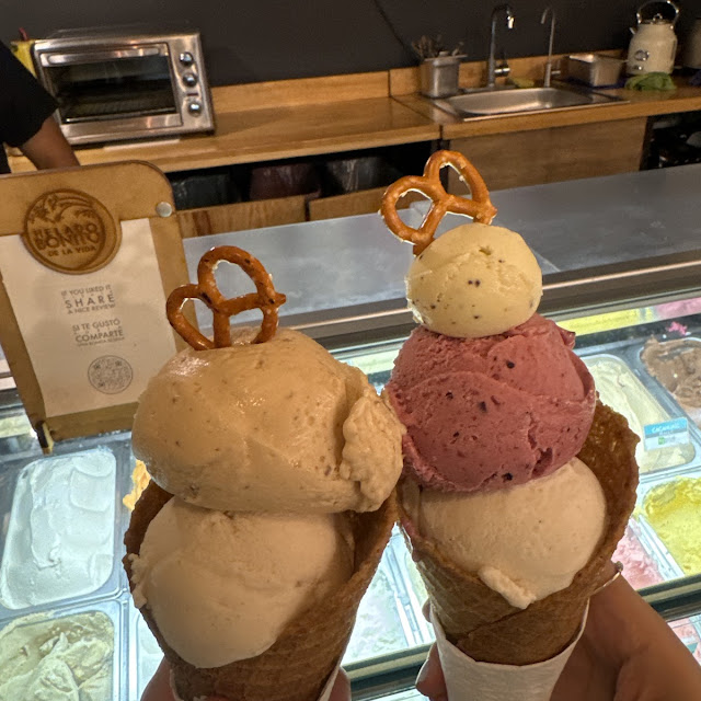 Waffle Cone with Pistachio Chocolate and Strawberry Lemonade