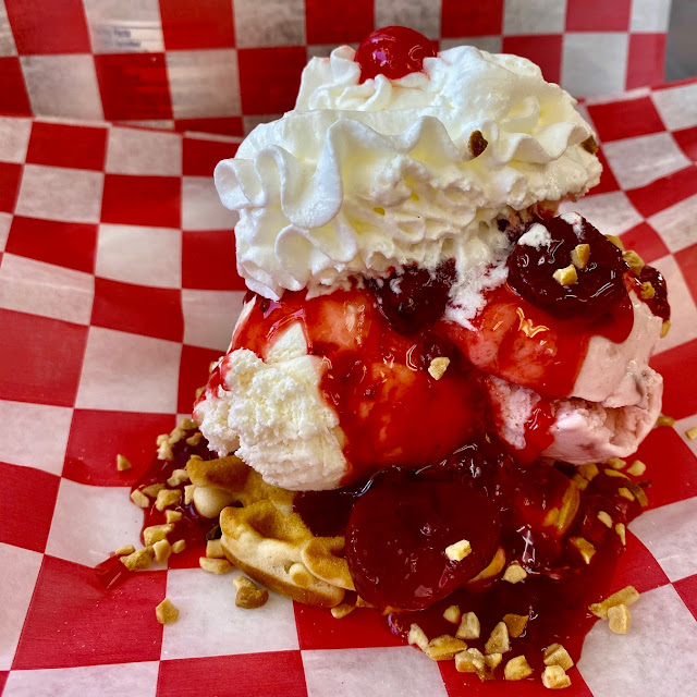 Waffle with Strawberry Topping
