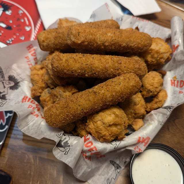 Fried Mozzarella Sticks and Mushrooms