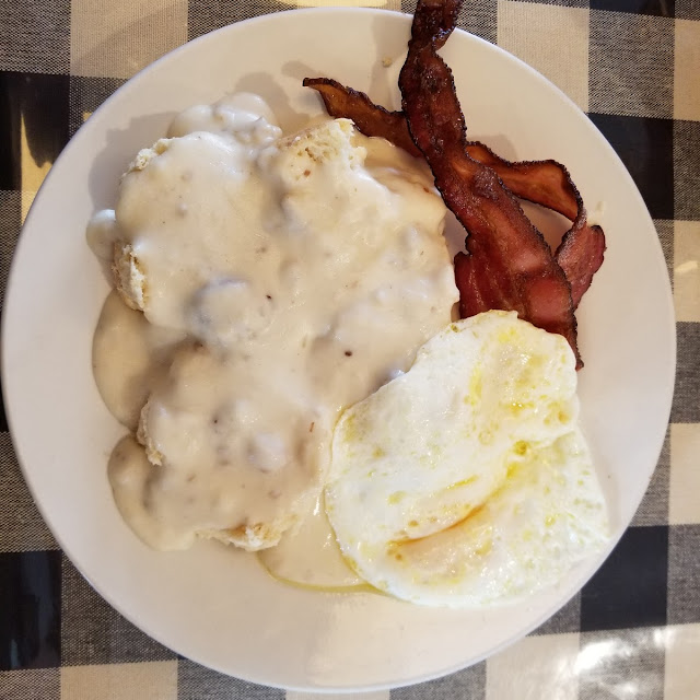 Biscuits and Gravy w Eggs and Bacon