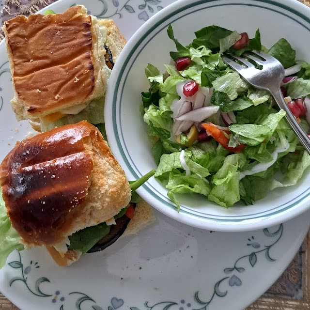 Veggie Burger and Hearty Style Salad