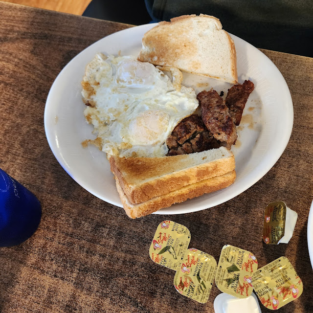Eggs Sausage and Toast