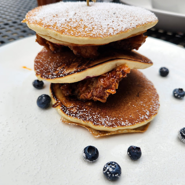 Nashville Hot Chicken with Blueberry Pancakes
