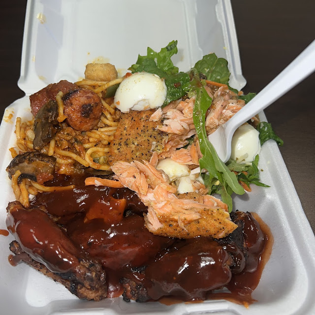 Salmon Salad and BBQ Chicken