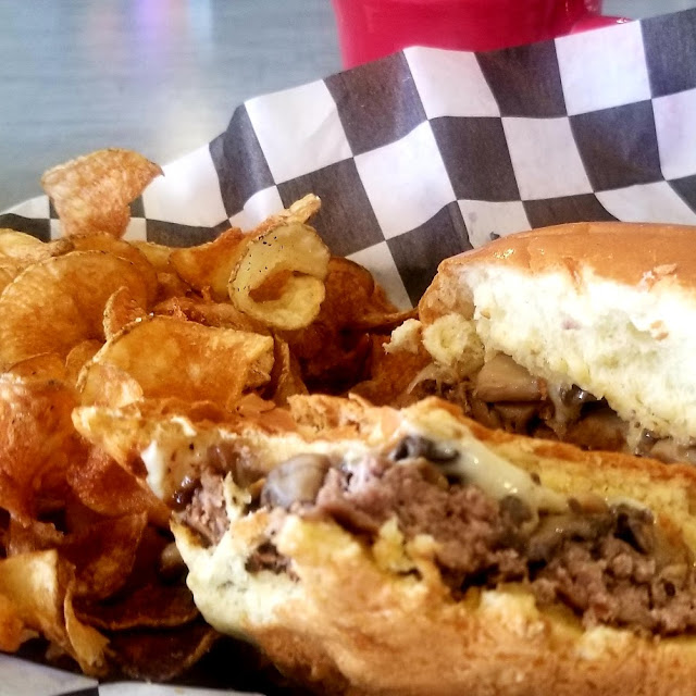 Mushroom Burger and Chips