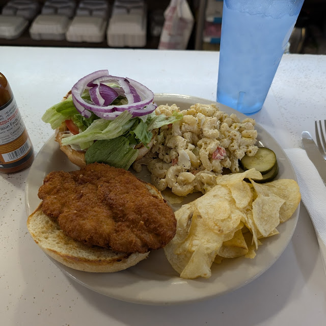 Chicken Sandwich and Mac Salad