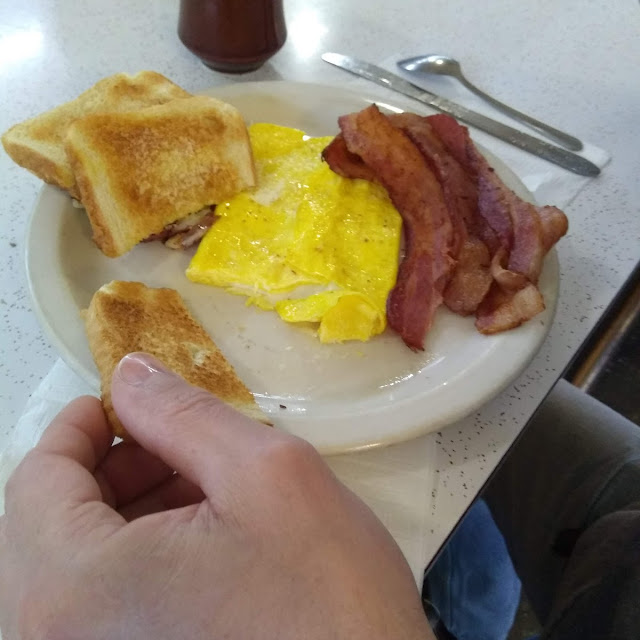 Scrambled Eggs Bacon and Toast