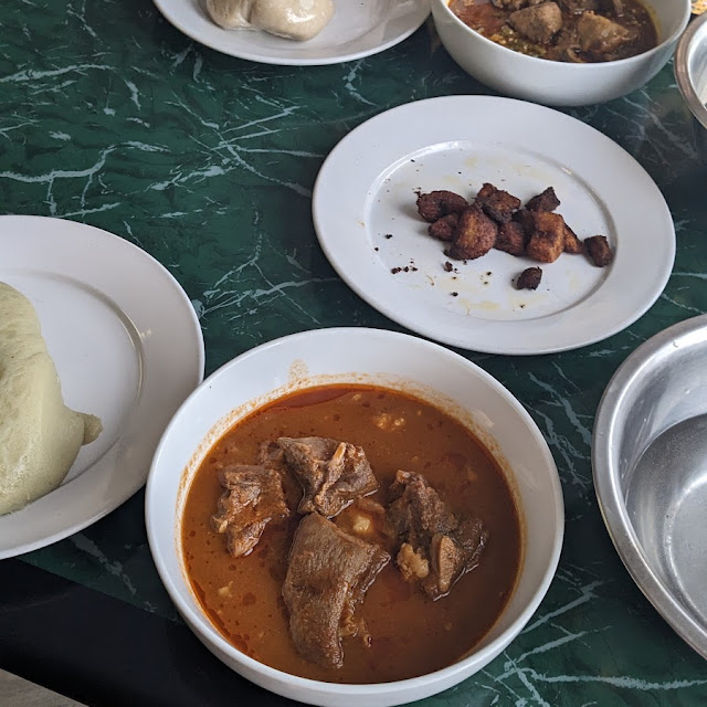 Fufu and Light Soap Banku and Okra Stew
