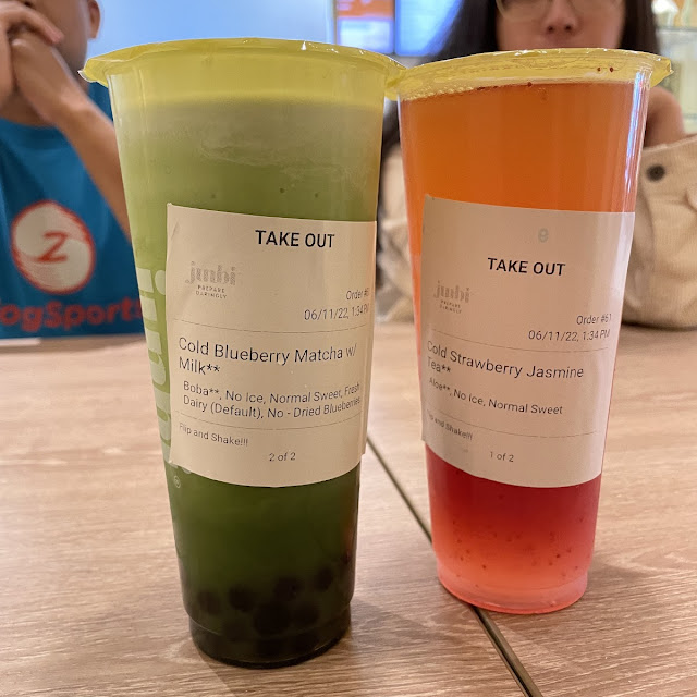 Cold Blueberry Matcha with Milk