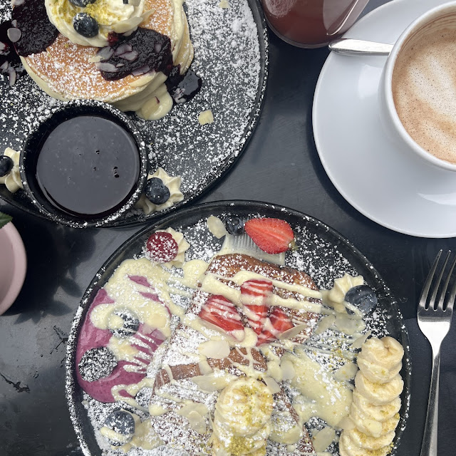 French Toast and Blueberry White Chocolate Pancakes