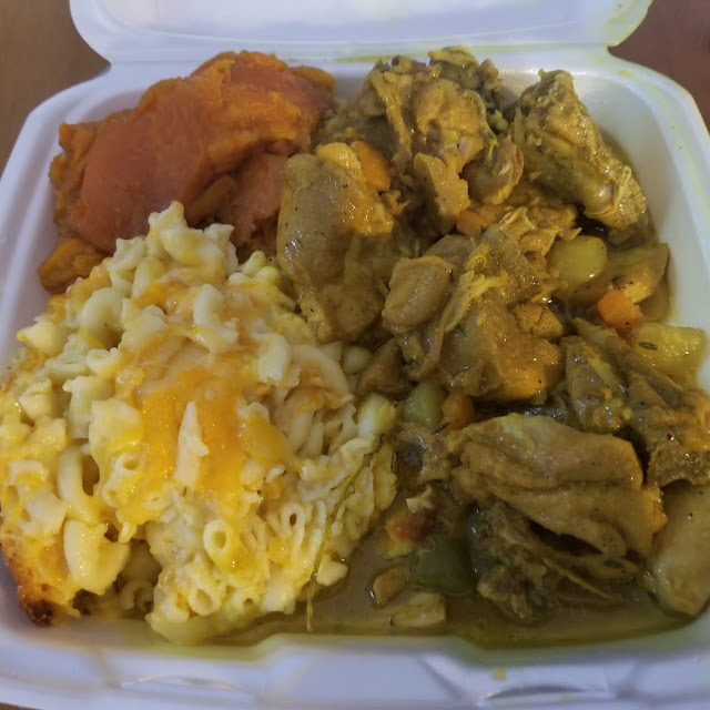Curry Chicken and Mac & Cheese and Sweet Potatoes