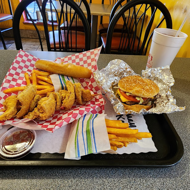 Cheeseburger Chicken on a Stick & Fries