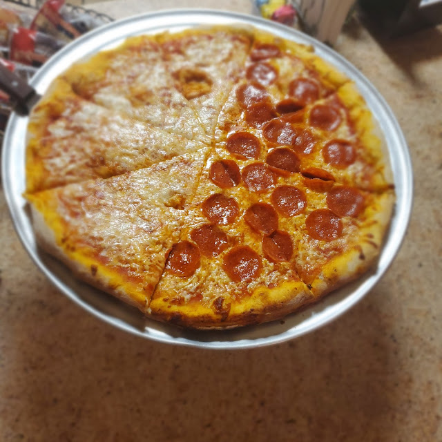 Half Plain Half Pepperoni Pizza