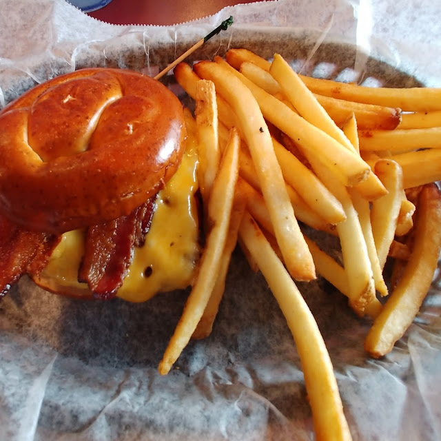 Bacon Cheeseburger on a Pretzel Bun