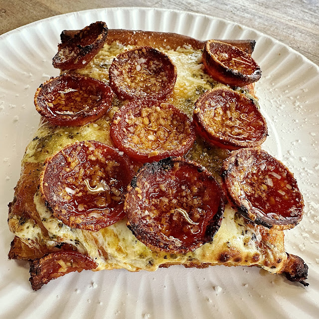 Hot Honey Pepperoni Pesto Pizza
