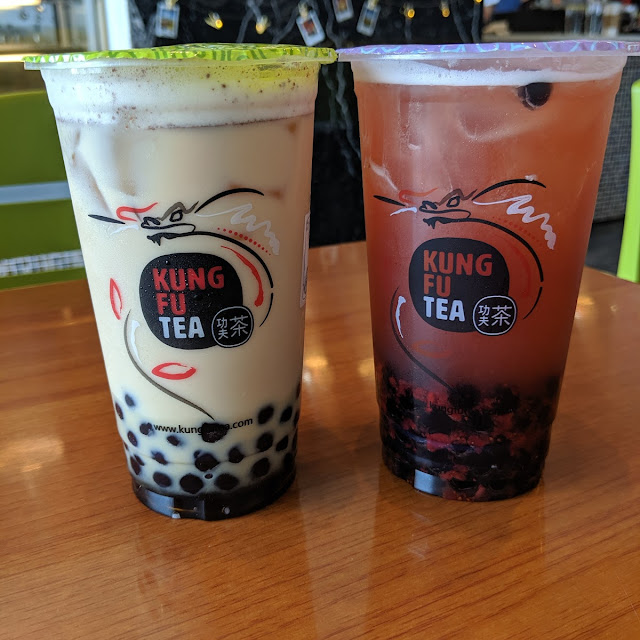 Chai Milk with Bubbles and Strawberry Lemonade Green Tea with Bubbles