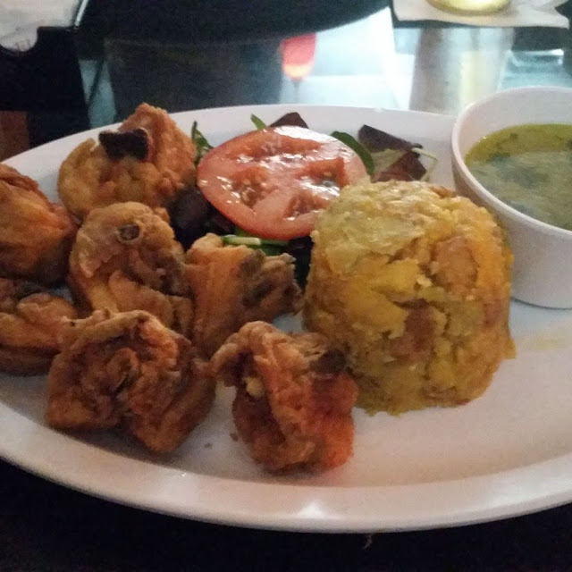 Mofongo with Chicharrones De Pollo