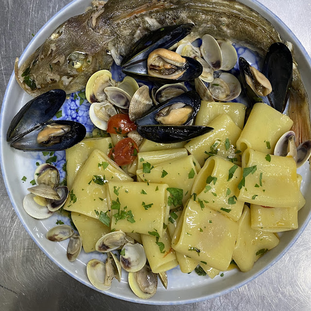 Paccheri with Squids Shrimps and Clams