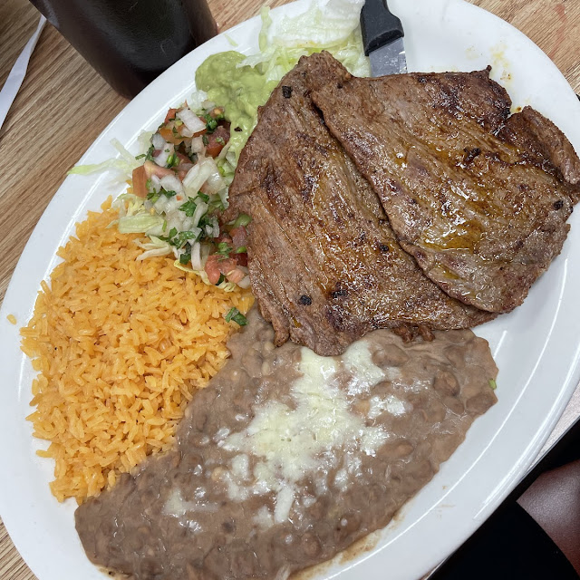 Two Beef Tacos Rice and Beans