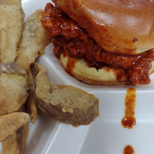 Nashville Chicken Sandwich with Potato Wedges