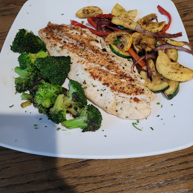 Grilled Red Fish with Broccoli and Sauté Zucchini