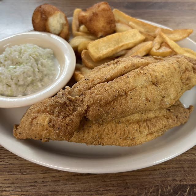 Medium Catfish Filet Plate with Fries and Slaw