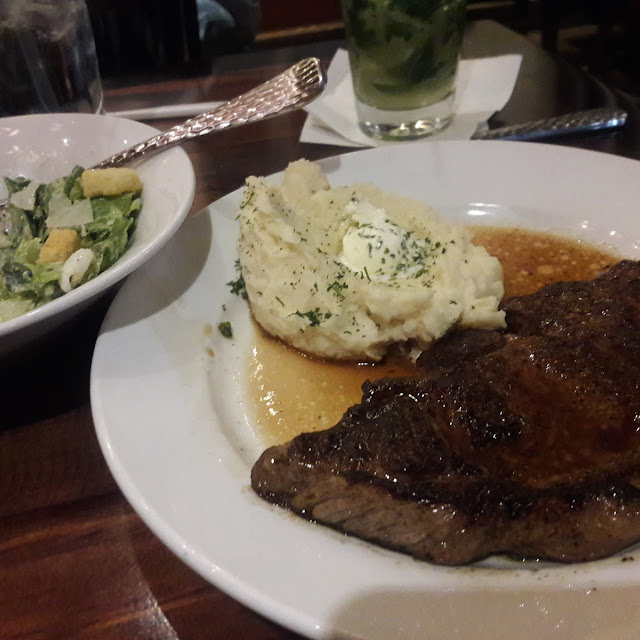 Ribeye Steak Mashed Potatoes Caesar Salad