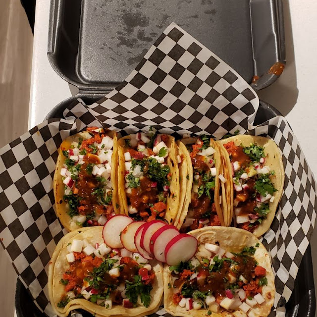 Al Pastor Tacos and Pollo Asado Tacos