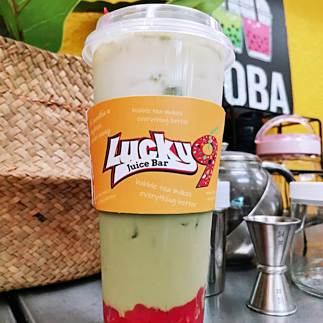 Matcha Milk Tea w Strawberry Jelly